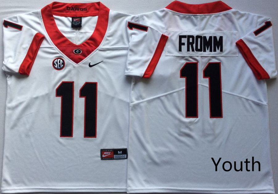 Youth Georgia Bulldogs 11 Fromm White Nike NCAA Jerseys